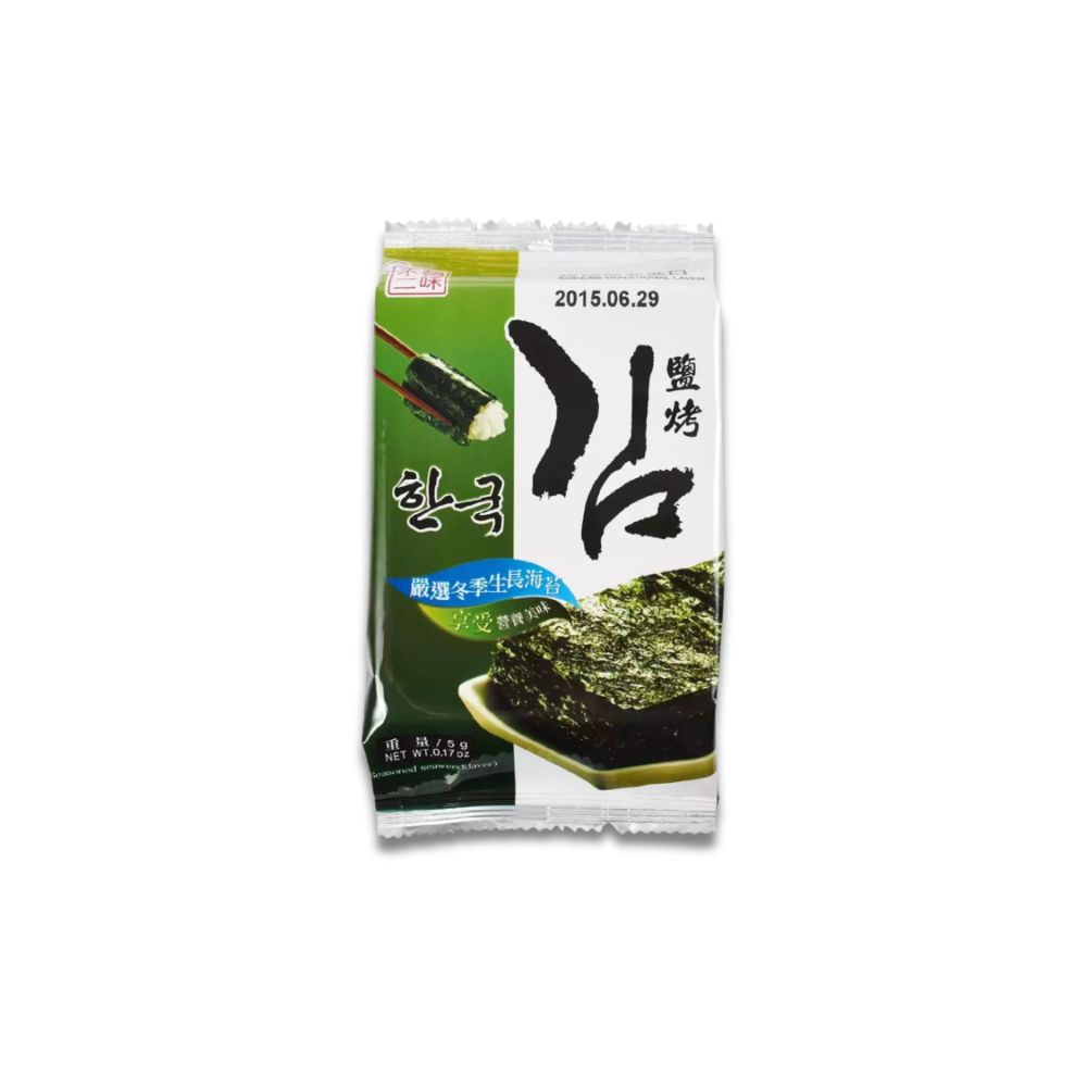 韓味不二 鹽烤海苔 單包
