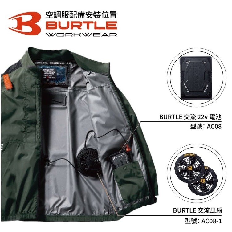 【日本 Burtle】 空調服套裝組 衣服 風扇 電池 AC08 AC2014 原廠授權銷售 正品保固現貨-細節圖2