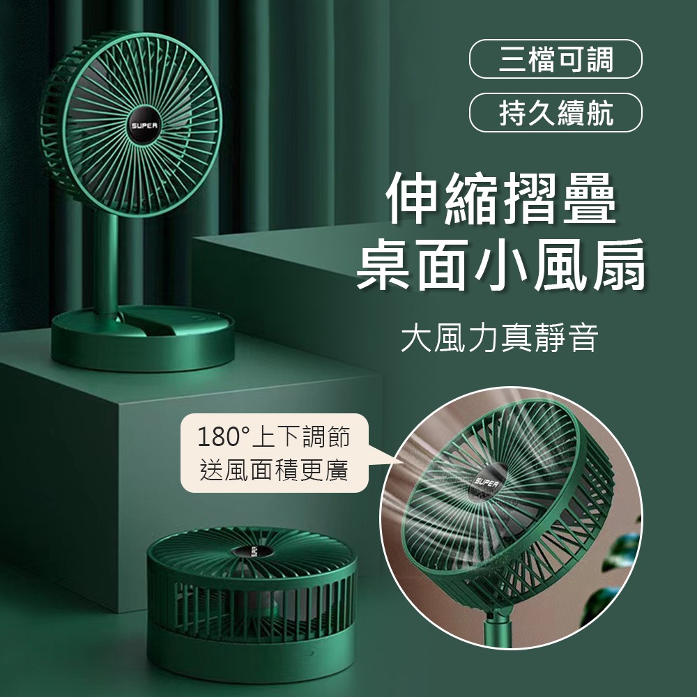 【桌面風扇】伸縮摺疊桌面小風扇 便攜式小風扇 伸縮台扇 USB摺疊風扇-細節圖2