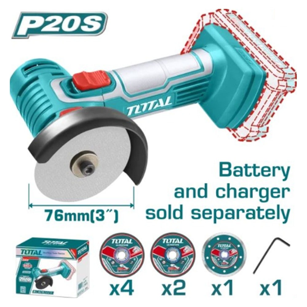 【TOTAL】20V 3吋鋰電有刷砂輪機-單主機 TAGLI7601 砂輪機 鋰電砂輪機 電動砂輪機 充電式砂輪機-細節圖3