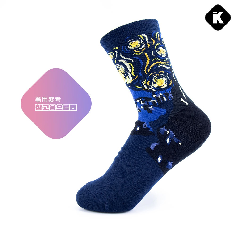 韓國襪子 世界名畫中筒襪-細節圖3