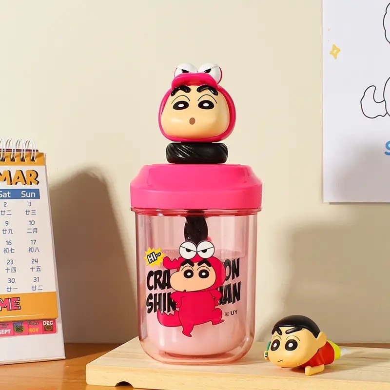 夏季新款水杯學生蠟筆小新攪拌吸管杯子-細節圖5