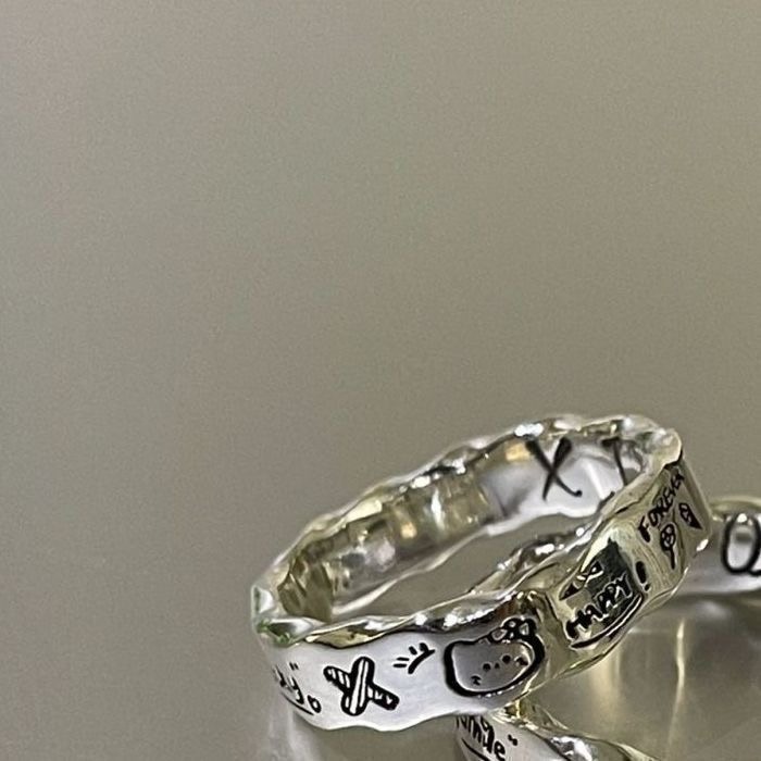 極簡塗鴉波浪邊戒指-細節圖2