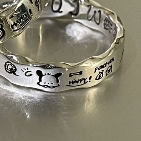 極簡塗鴉波浪邊戒指-細節圖3