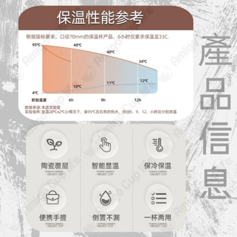 《台灣秒發》陶瓷內膽保溫杯 智能顯溫陶瓷保溫杯 316不銹鋼智能保溫杯 智能顯溫保溫杯 便攜提手保溫杯 陶瓷智能保溫杯-細節圖4