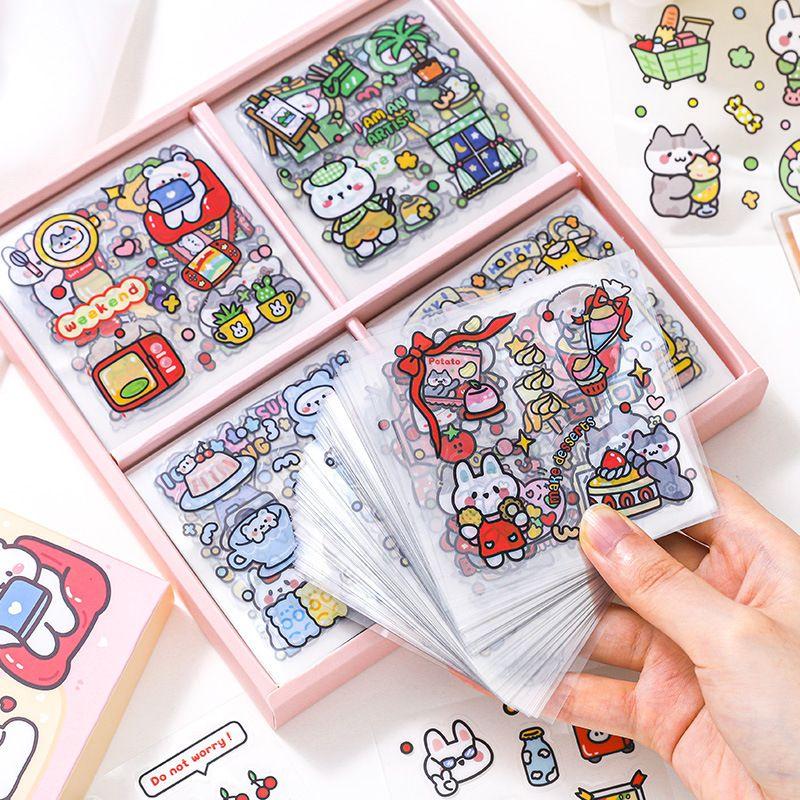 【台灣現貨】防水貼 萌萌兔貼紙 手帳貼紙 水杯貼紙 防水貼紙 筆記本貼紙 手機貼紙 文具貼紙 韓風貼紙 韓版手帳風貼紙-細節圖9