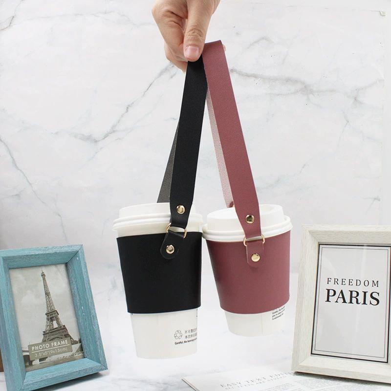 【台灣現貨秒發】皮革杯套 PU皮杯套 外帶杯套 韓系杯套 咖啡杯套 手提杯套 水杯套 水壺套  網美杯套 多功能杯套-細節圖4