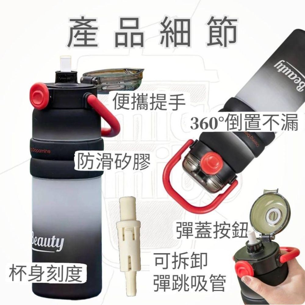 【台灣現貨】漸變色磨砂 大提手吸管杯900ml 大容量吸管杯 提手健身水壺 大提手運動水壺 學生水壺 吸管水壺 磨砂水壺-細節圖3