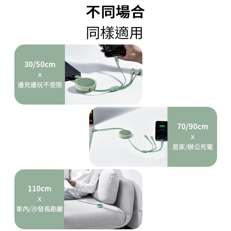 伸縮三合一充電線 1.1M傳輸線 快充線 閃充線 扁線 攜帶方便 安卓 蘋果 通用接口 可拉升長度 旅行必備 Type--細節圖8