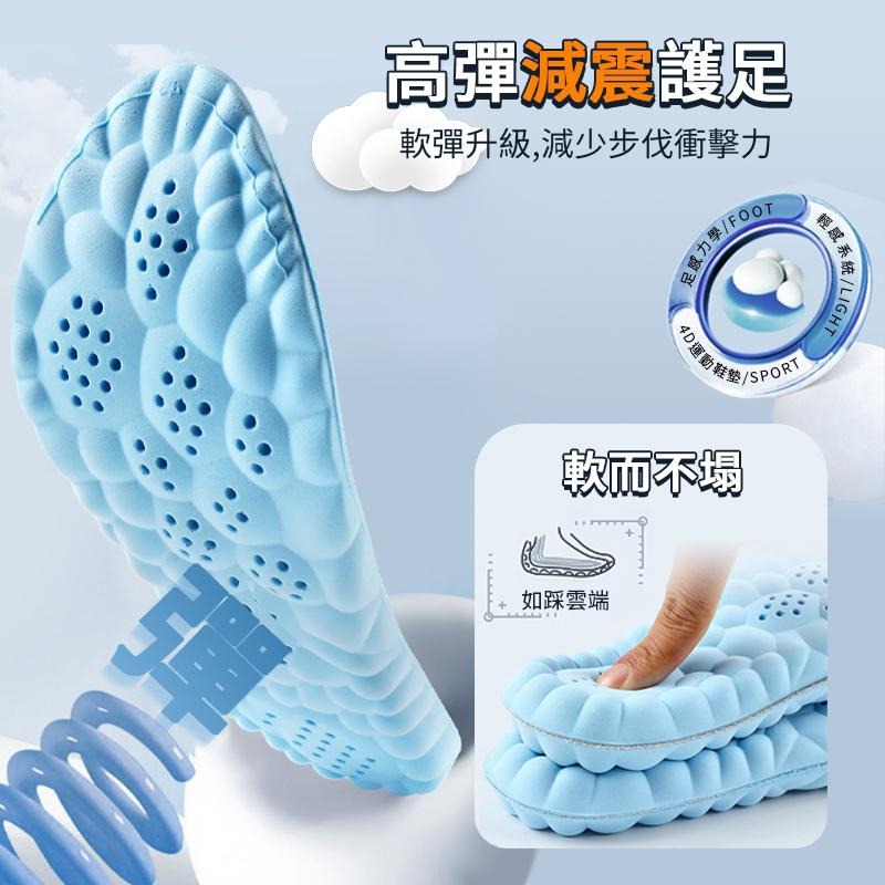 涼感透4D透氣鞋墊 4D運動鞋墊 涼感透氣 透氣鞋墊 柔軟高彈 吸汗 減壓鞋墊  通用鞋墊 氣壓減震鞋墊 替換鞋墊-細節圖4
