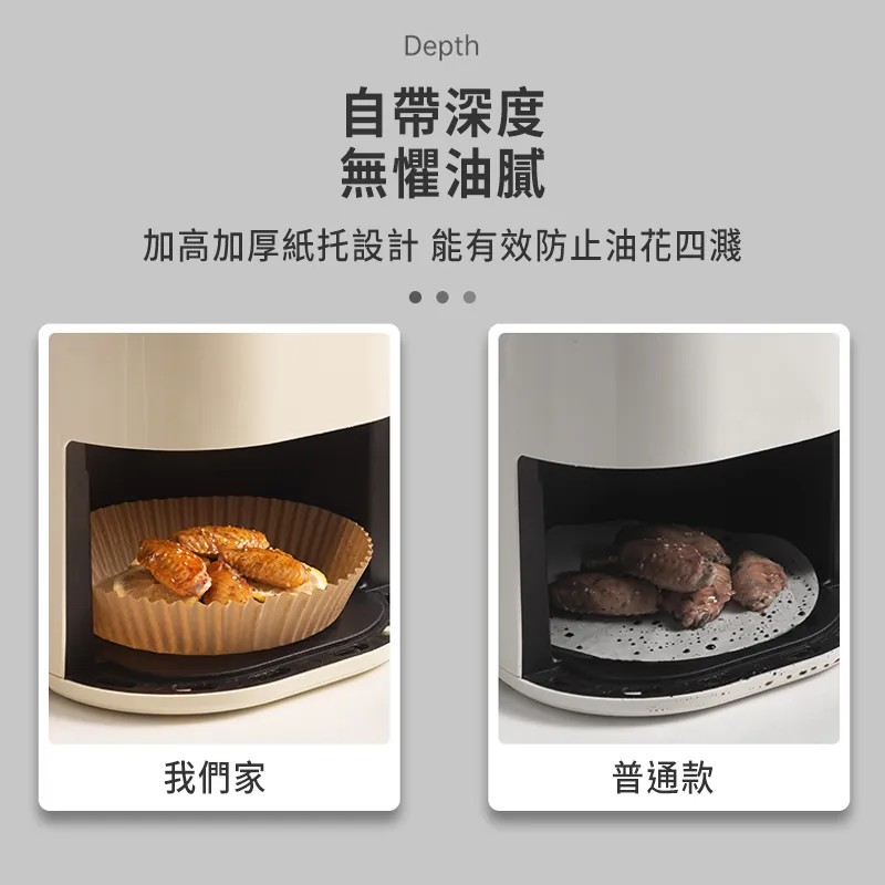 氣炸鍋烘培紙│烘焙紙│100入 防油防黏｜加厚加高 耐230度高溫 烤箱 氣炸 烘培-細節圖7
