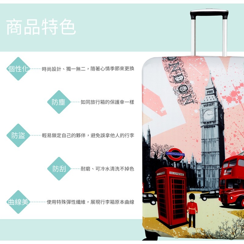 【箱衣WAY-免運】【Intermission】LCS350紐約 日版彈力拉桿箱保護套 行李箱套旅行箱防塵罩 防塵套-細節圖3