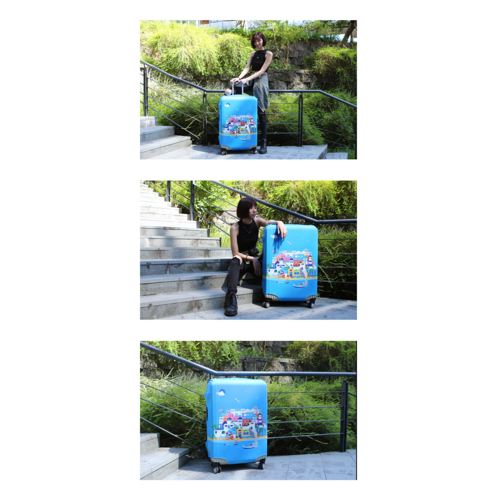 【箱衣WAY-免運】【Intermission】LCS424希臘定位 日版彈力拉桿箱保護套 行李箱套旅行箱登機箱防塵套-細節圖9