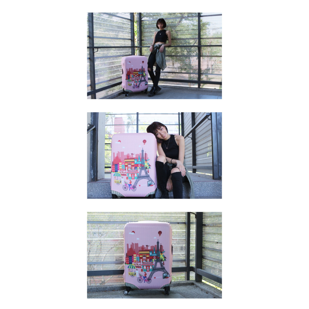 【箱衣WAY-免運】【Intermission】LCS427巴黎定位 日版彈力拉桿箱保護套 行李箱套旅行箱防塵罩-細節圖9
