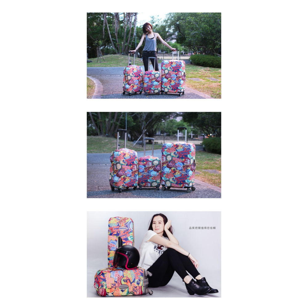 【箱衣WAY-免運】【Intermission】LCS460夏日海灘 日版彈力拉桿箱保護套 行李箱套 旅行箱防塵罩-細節圖9