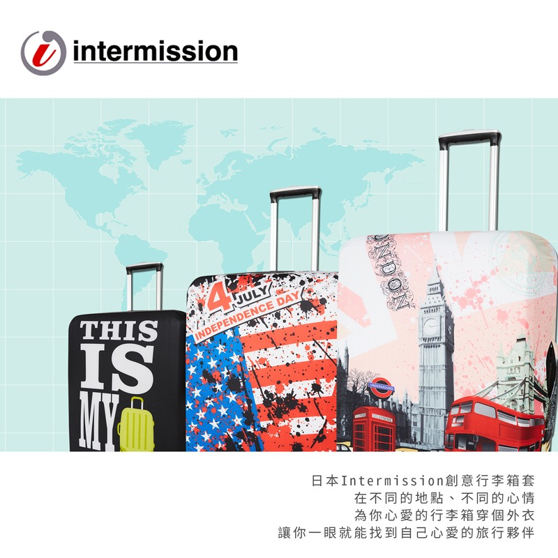 【箱衣WAY-免運】【Intermission】LCS211美元 M號 日版彈力拉桿箱保護套 行李箱套旅行箱防塵套-細節圖2