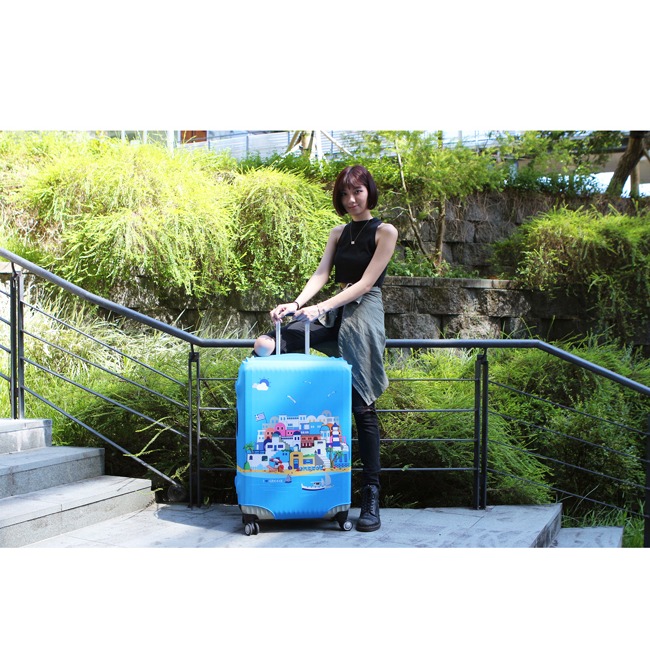 【箱衣WAY-免運】【Intermission】LCS424希臘定位 日版彈力拉桿箱保護套 行李箱套旅行箱登機箱防塵套-細節圖9