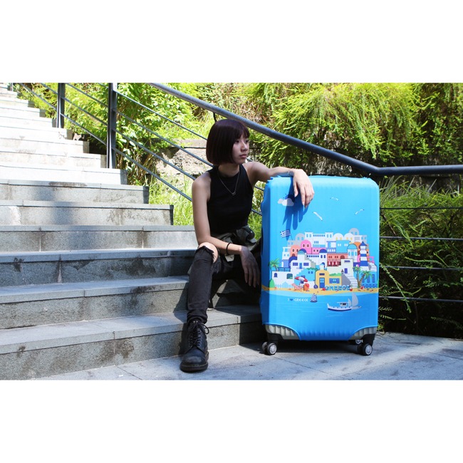 【箱衣WAY-免運】【Intermission】LCS424希臘定位 日版彈力拉桿箱保護套 行李箱套旅行箱登機箱防塵套-細節圖10