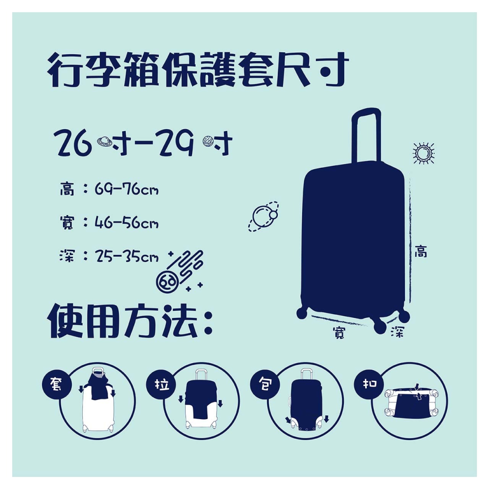 【箱衣WAY免運】[Travelism-童趣系列] LCS695 星際探索 行李箱套旅行箱防塵套創意箱套-細節圖7