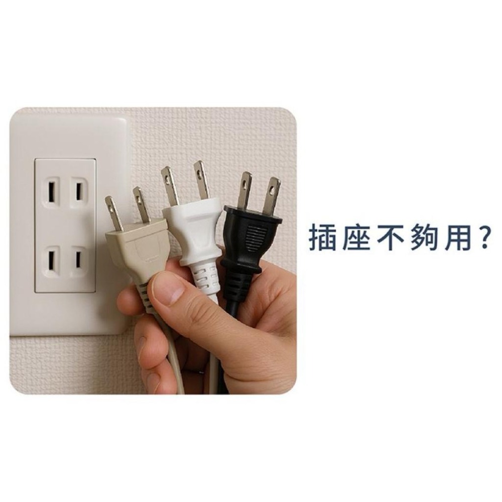 太星電工 D型三面插 2P 壁插 分接器 黑色 白色-細節圖2