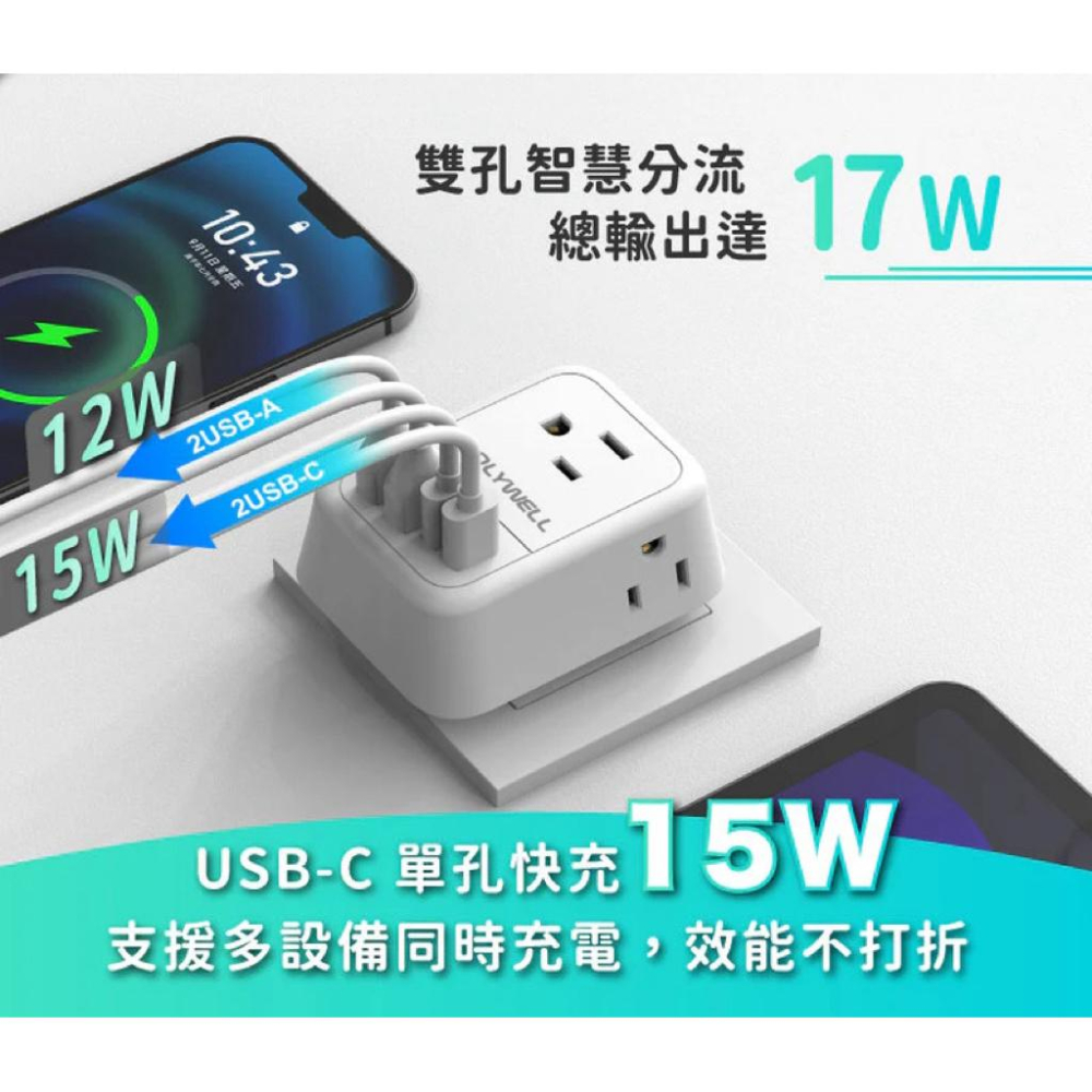 POLYWELL 歐規旅行轉接頭 旅行轉接插座 雙Type-C＋雙USB充電孔 附硬殼收納包 OL-519GE-細節圖4