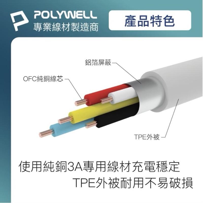 【POLYWELL】 TYPE-C USB-A 充電線 手機快充線 Lighting 蘋果充電線-細節圖3