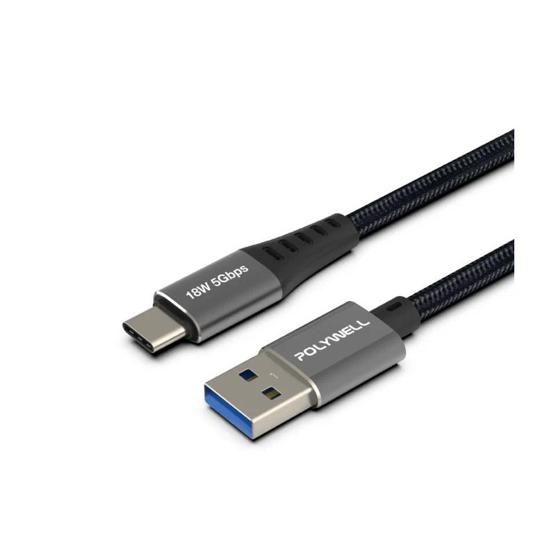 POLYWELL USB3.1 5Gbps Type-C對A 3A 0.5~3米 充電傳輸線 18W 充電線 快充線-細節圖3