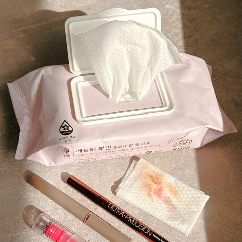 【韓國 Mrs.Leslie 萊斯莉夫人】積雪草CICA 玻尿酸卸妝紙巾 50抽【效期2027.11.10】-細節圖2