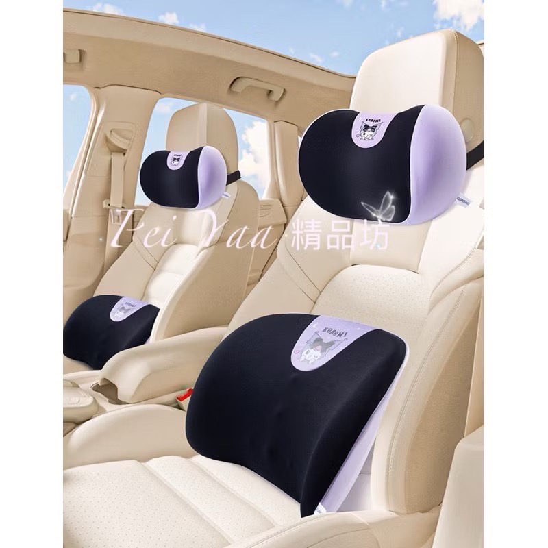 立即❤️新款❤️三麗鷗酷洛米汽車車用頭枕 腰靠，透氣款記憶棉頭枕/腰靠，卡通車用頭枕腰靠-細節圖3