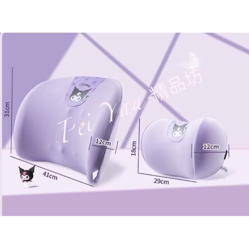 立即❤️新款❤️三麗鷗酷洛米汽車車用頭枕 腰靠，透氣款記憶棉頭枕/腰靠，卡通車用頭枕腰靠-細節圖5