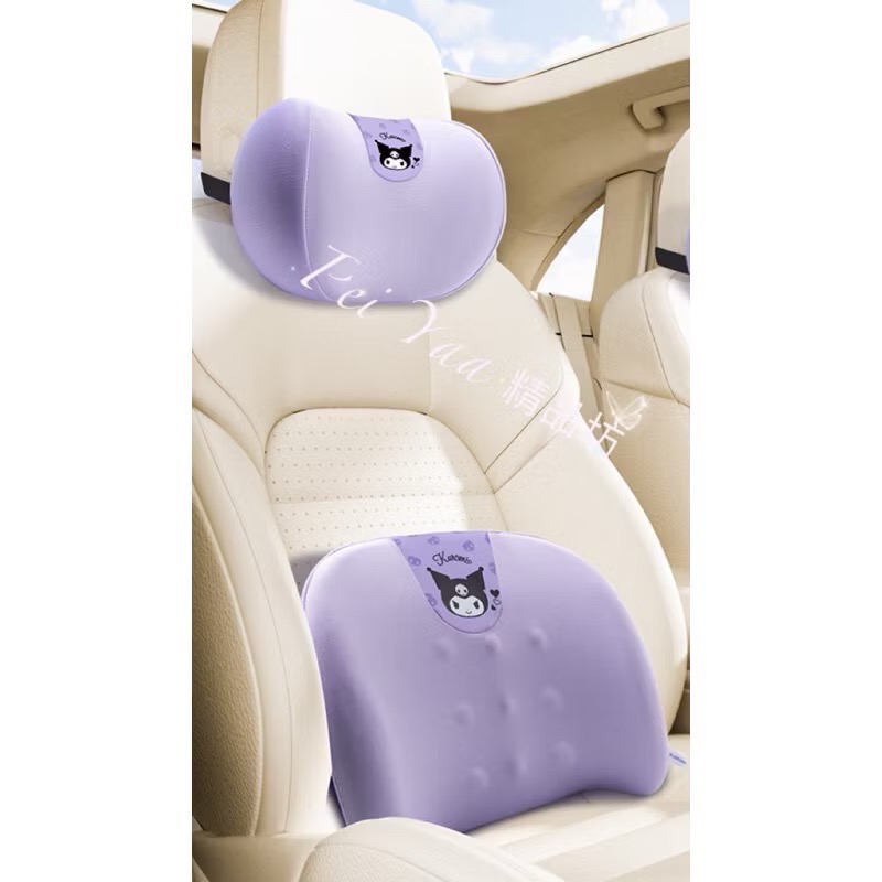 立即❤️新款❤️三麗鷗酷洛米汽車車用頭枕 腰靠，透氣款記憶棉頭枕/腰靠，卡通車用頭枕腰靠-細節圖9