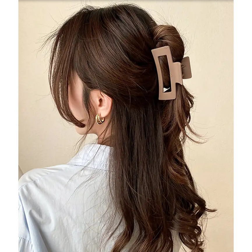 吃貨零食舖│韓款 氣質 方形鯊魚夾 復古 磨砂 髮夾 霧面 莫蘭迪色 抓夾 髮飾-細節圖5