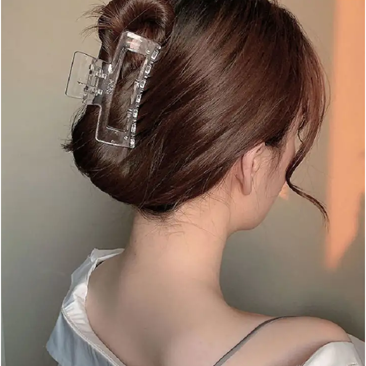 吃貨零食舖│韓款 氣質 方形鯊魚夾 復古 磨砂 髮夾 霧面 莫蘭迪色 抓夾 髮飾-細節圖6