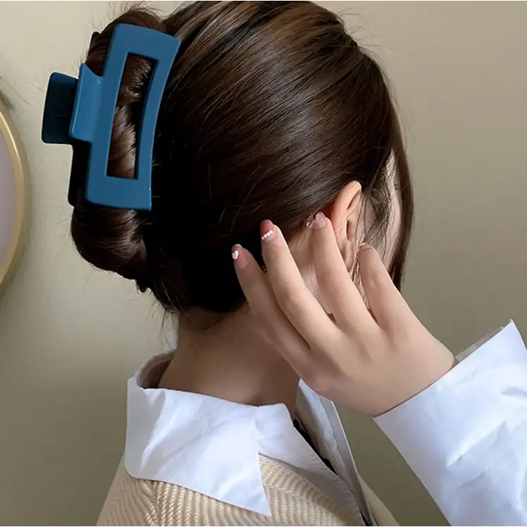 吃貨零食舖│韓款 氣質 方形鯊魚夾 復古 磨砂 髮夾 霧面 莫蘭迪色 抓夾 髮飾-細節圖7