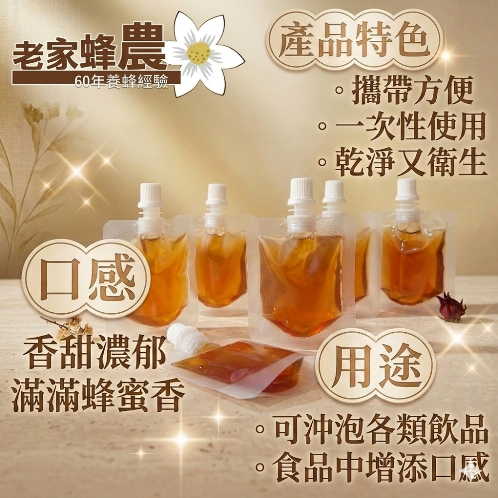 【老家蜂農養蜂場】蜂蜜隨享包/蜂蜜試吃/龍眼蜜/荔枝蜜/洛神花蜜/露營必備/打開就能直接吃-細節圖2