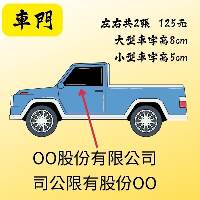【驗車貼紙】 -【車門、車尾標示】 卡典西德防水耐曬貼紙 - 電腦刻字-規格圖6