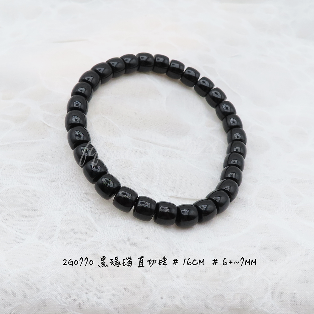 黑瑪瑙直切珠-7mm-16cm
