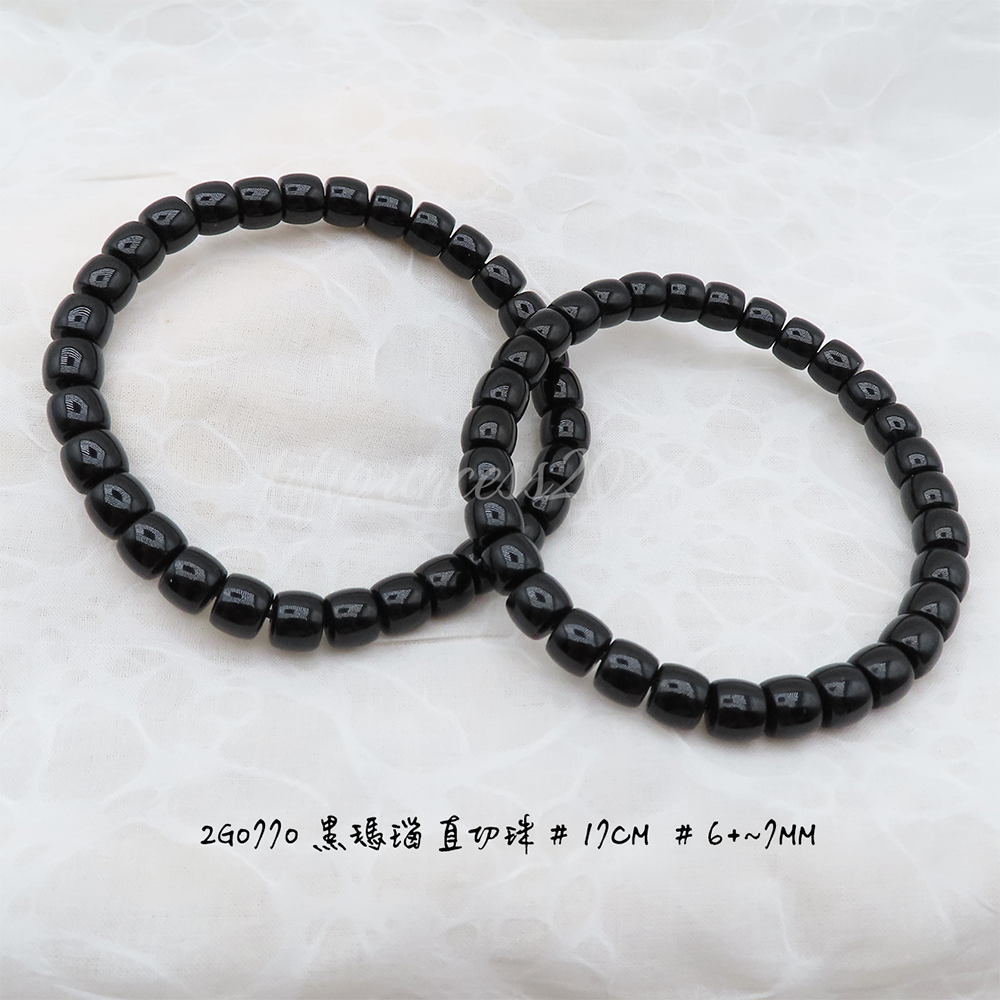 黑瑪瑙直切珠-7mm-17cm-不挑