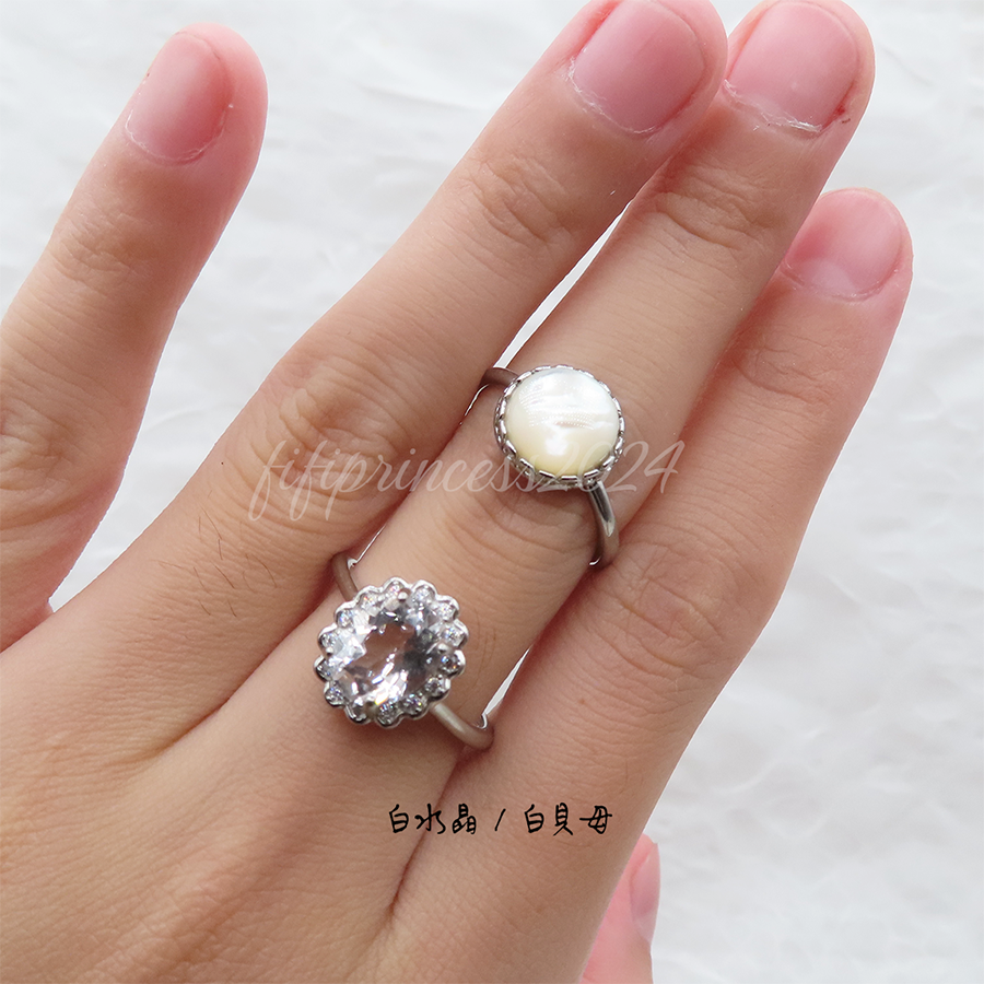 肥肥公主水晶小舖＊1115＊白貝母戒指＊白水晶戒指＊-細節圖4