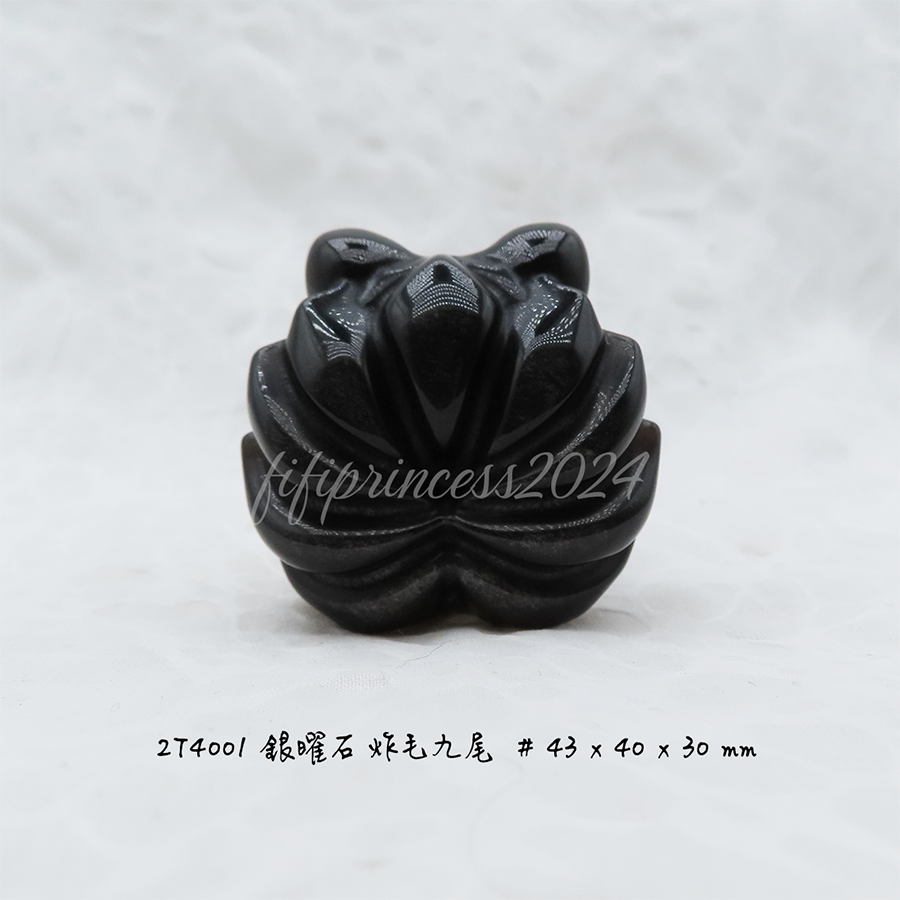 天然銀曜石炸毛九尾擺件｜避邪擋煞｜風水擺飾｜能量石雕刻｜居家辦公室礦石擺件｜生日禮物｜肥肥公主水晶小舖-細節圖5