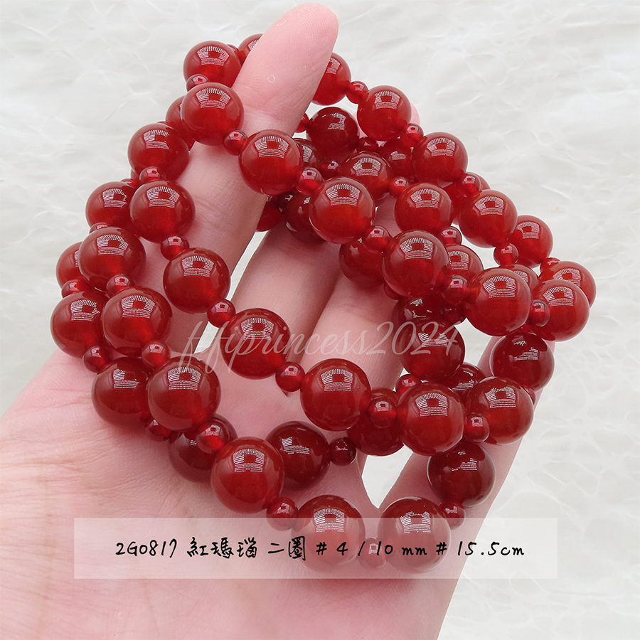 紅瑪瑙二圈手鍊｜4mm＋10mm｜15.5cm｜雙圈設計｜肥肥公主水晶小舖-細節圖4