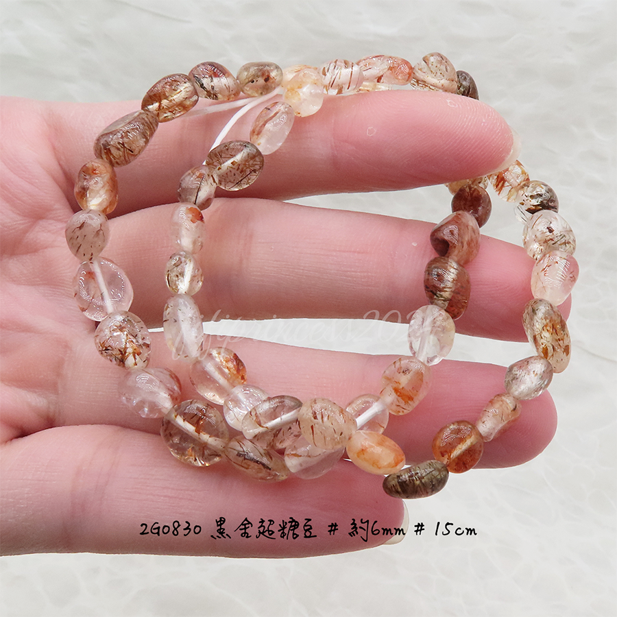黑金超糖豆手串｜約6mm｜15cm｜招財事業・綜合能量水晶｜肥肥公主水晶小舖-細節圖4