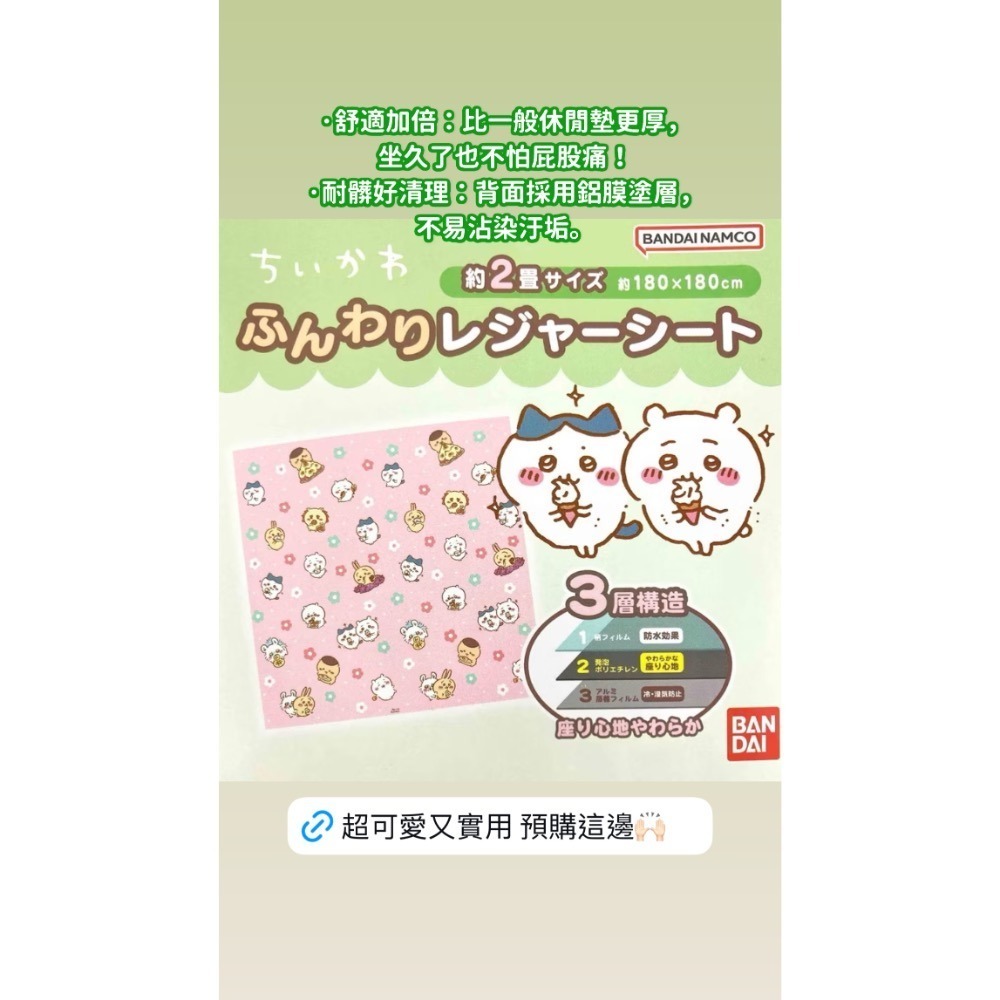 現貨免運💖 吉伊卡哇 BANDAI 野餐墊 附收納袋 4～5人用-細節圖3
