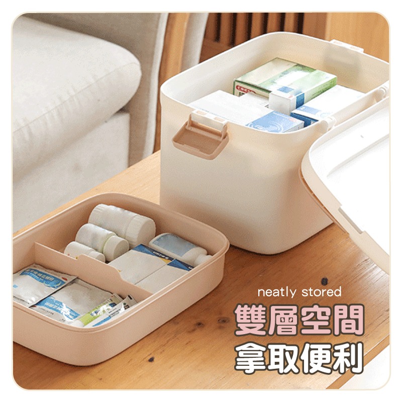 雙層手提藥物收納箱 藥盒 保健盒 雙層收納箱 雙層藥箱 藥箱 藥物收納-細節圖3