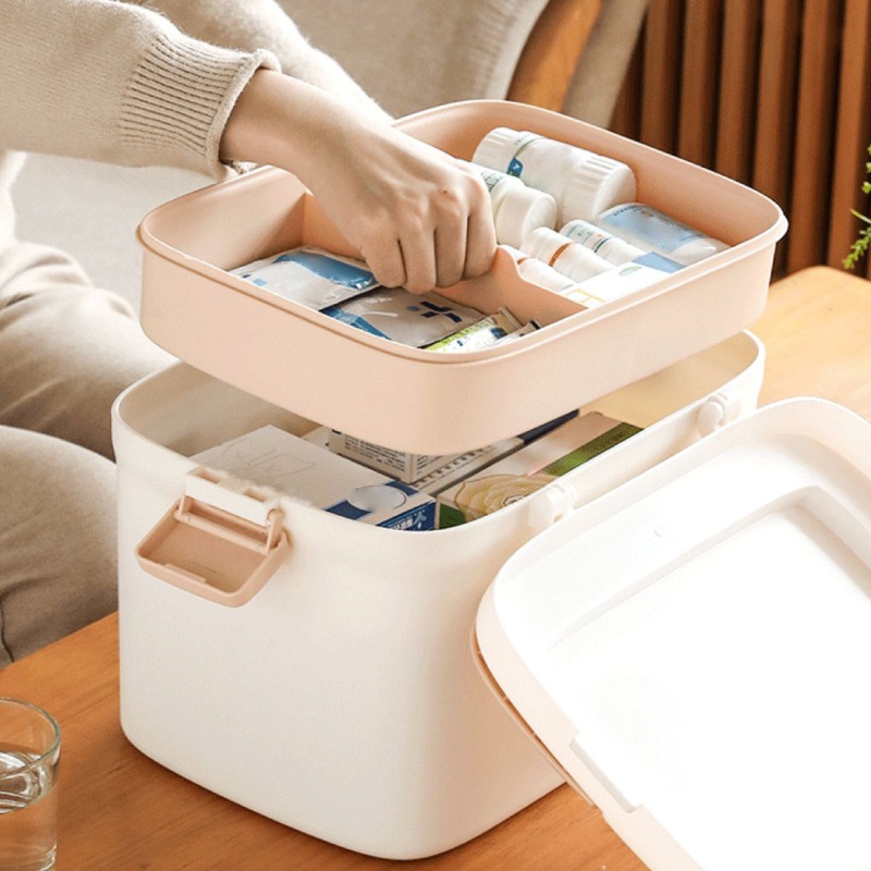 雙層手提藥物收納箱 藥盒 保健盒 雙層收納箱 雙層藥箱 藥箱 藥物收納-細節圖9