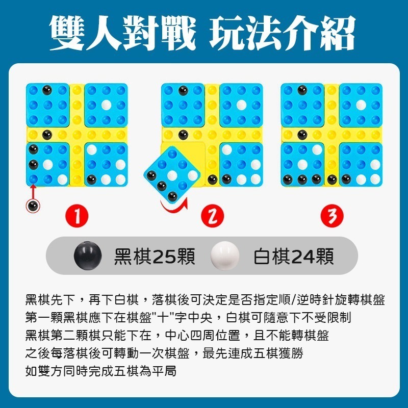 旋轉五子棋 益智桌遊 對戰 五子棋 棋盤遊戲 桌面遊戲 黑白五子棋 黑白棋 桌游 棋盤 益智遊戲 棋-細節圖5