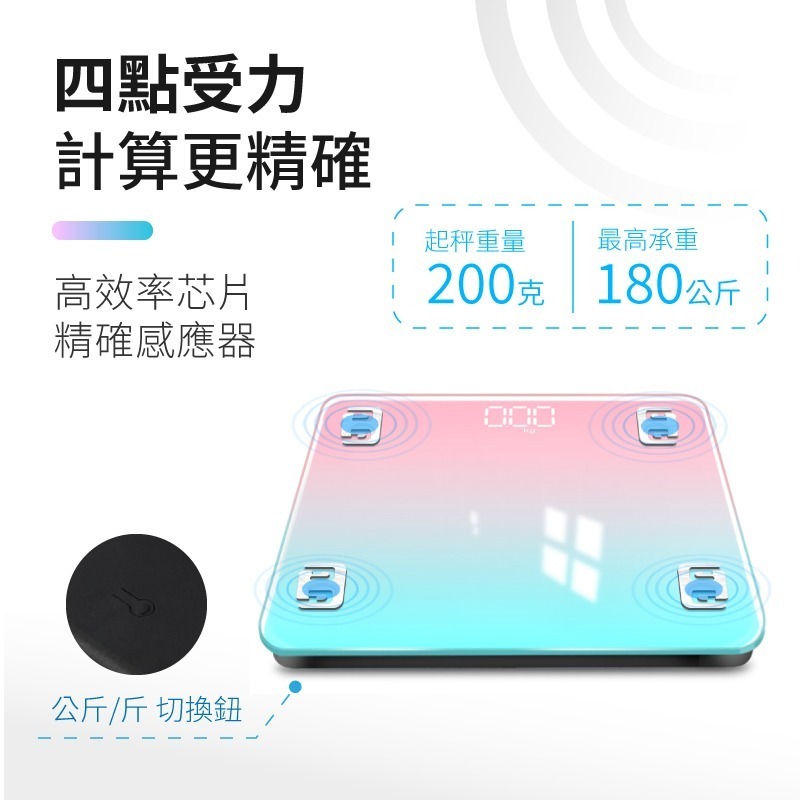 LED藍芽體重計 LED螢幕漸層藍芽體重計 電子磅秤 電子秤 體重計 體重機 體重秤-細節圖6