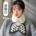 波點絨毛圍巾 交叉圍巾 絨毛圍巾 女冬季圍巾 毛領圍脖 保暖圍巾 冬季保暖 圍脖 圍巾-規格圖10