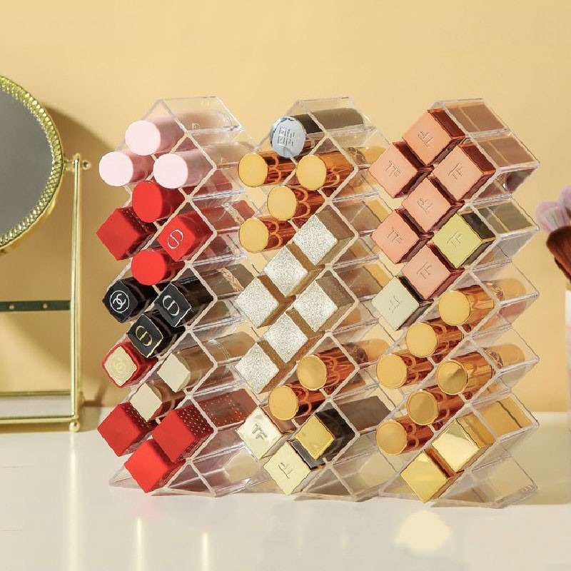 魚型口紅收納架 化妝品唇膏架 透明置物架 魚骨口紅架 口紅收納盒 多格收納盒 口紅整理 口紅架 收納架 16格 口紅-細節圖11