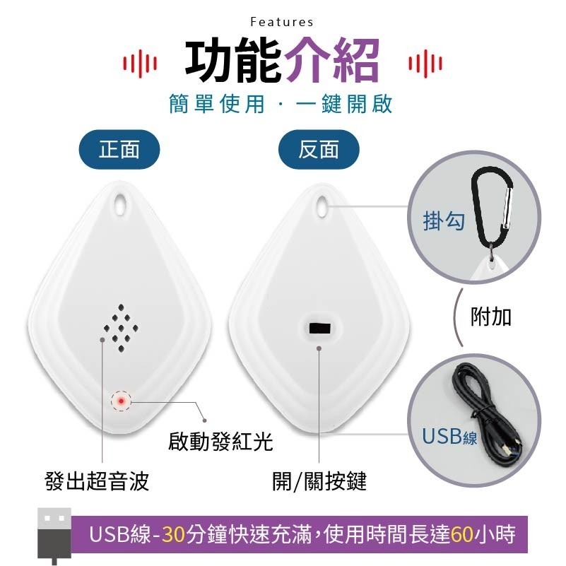 超音波驅蚊器 電子驅蚊器 防蚊用品 隨身驅蚊 驅蚊器 超音波 防蚊器 驅鼠器 驅蟲器 蚊子 防鼠 防蚊-細節圖8